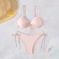 thumbnail image 6 of UTSJKR Women's Trendy Bikini Sets V Neck 2 Piece Triangle Bathing Suit Ruched Drawstring Swimsuits Soft Beachwear Pink XL, 6 of 7