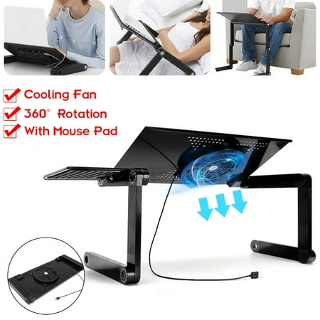 360 degree Adjustable Folding Laptop Notebook Table Stand Tray Desk with Cooling Fan Portable for Bed Carpet Car Lawn