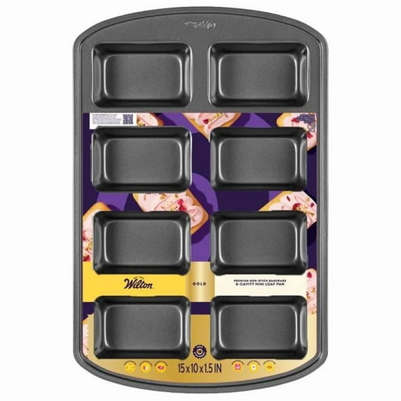Wilton 6089591 10 x 15 in. Gold Mini Loaf Pan, Black