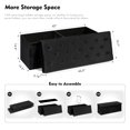thumbnail image 2 of PINPLUS 43.3" Black Velvet Ottoman Storage,Extra Large End of Bed Storage Box with Lids,Footstool Folding Ottoman Bench Window Seat with Rivet, 2 of 7