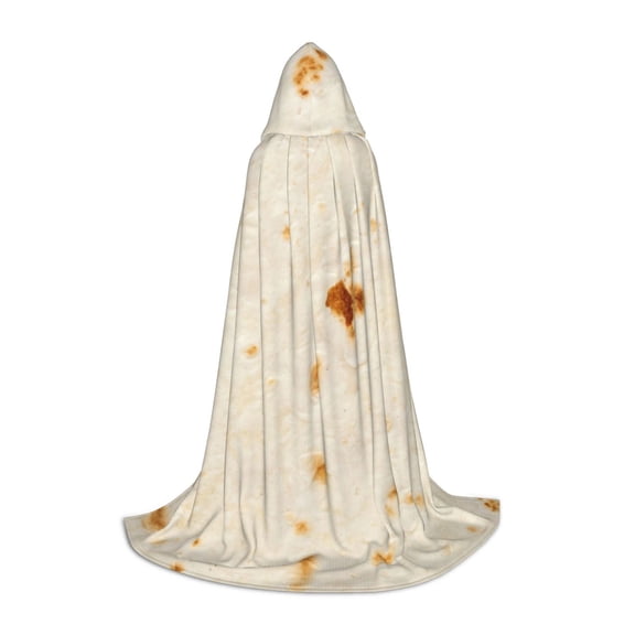Honeii Pita Tortilla Print Poncho Cape, Cloak Coat, Snuggly Hooded Wearable Blanket, Hooded Cape For Teenagers,Halloween Costumes-