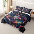 thumbnail image 3 of Homewish Rainbow Starry Night Quilt Full,Abstract Astrology Themed Full Bedspread Sets,Blue Pink,3-Piece, 3 of 7