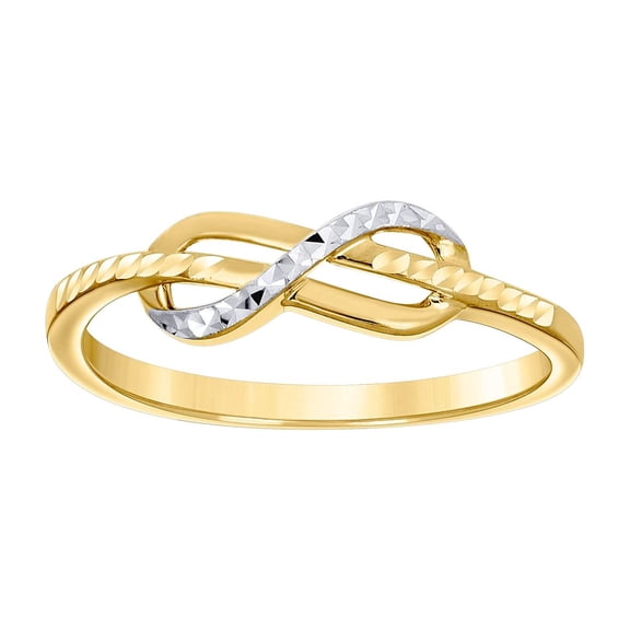10k Two-tone Gold Womens Infinity Knot Ring 5x1.3mm Wide Ring for Women - 1.4 Grams