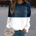 thumbnail image 2 of Tunic Tops for Leggings Plus Winter Comfy Crewneck Long-sleeved Cap Off the Shoulder Colorblock Pullover Cotton Pullovers Top(Navy,S), 2 of 5
