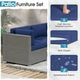thumbnail image 5 of SOLAURA 7-Piece Outdoor Patio Furniture Sofa Set, Gray Wicker Rattan Sectional Sofa Conversation Set  with Glass Coffee Table and Cushions, Navy Blue, 5 of 7