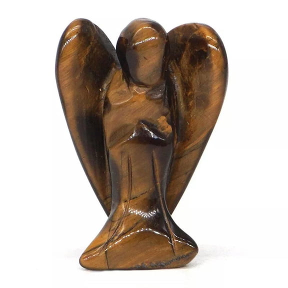 EOEMY Natural Tiger'S Eye Quartz Crystal Carved Angel Energy Rock Reiki Gemstone Decor