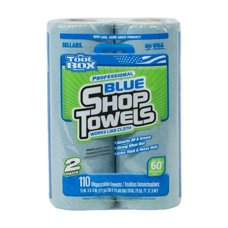 Toolbox® Blue Shop Towel, 2 Rolls Per Pack (55 Sheets Per Roll), Disposable Towel