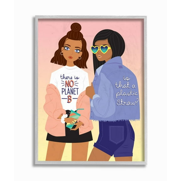 Stupell Industries No Planet B World Culture Phrase with Fashionistas Designed by Ilis Avilés