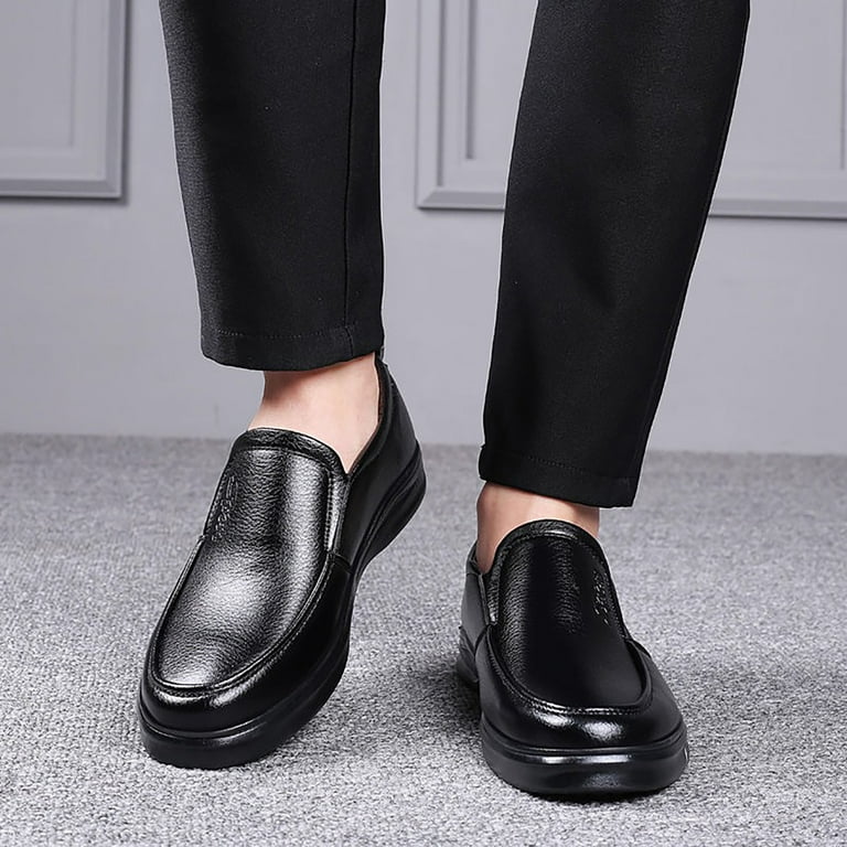Comfortable black leather work shoes on sale