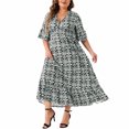 thumbnail image 4 of Liquidation d'Été 2025! Robe Grande Taille pour Femmes, Robe d'Été en Liquidation pour Femmes, Mode Sexy d'Été pour Femmes Grande Taille Imprimée Manches Courtes Col en V, 4 of 5