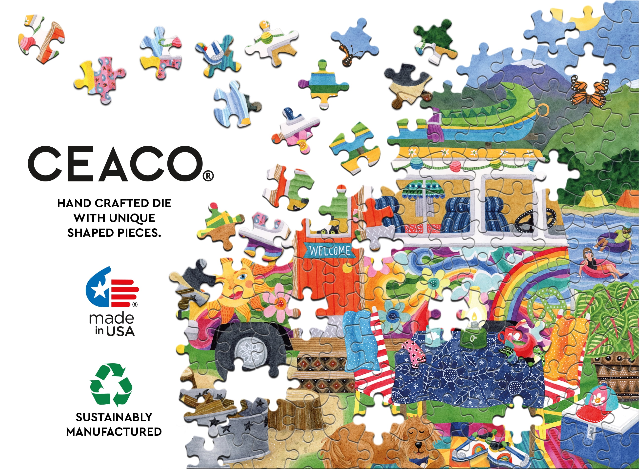 Ceaco - Happy Camper - Waterfall Camper - 300 Piece Interlocking Jigsaw Puzzle