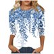 thumbnail image 1 of ICHUANYI Clearance Women's Fashion Printed T-shirt 3/4 Sleeves Blouse Round Neck Casual Tops(Navy, L) ICHUANYI WER2023080911263, 1 of 4