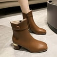 thumbnail image 4 of Fesfesfes Ankle Boots For Women Fashion Retro Boots Chunky Heel High-Heels Toe Mid Calf Boots 8.5(42), 4 of 8