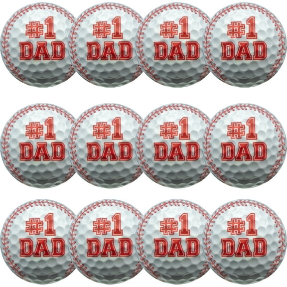 #1 Dad Baseball Golf Balls – 12 Pack – 360° Baseball Print by GBM Golf