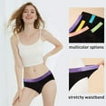 thumbnail image 2 of INNERSY Underwear for Women Black Cotton Hipster Panties Sport Underwear 6- Pack (Large, Black With Colorful Waistbands), 2 of 6