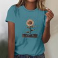 thumbnail image 1 of Fiudx Liquidación de Ahorros de Verano Blusas Estampadas a La Moda para Mujer Top de Cuello Redondo de Manga Corta, 1 of 4