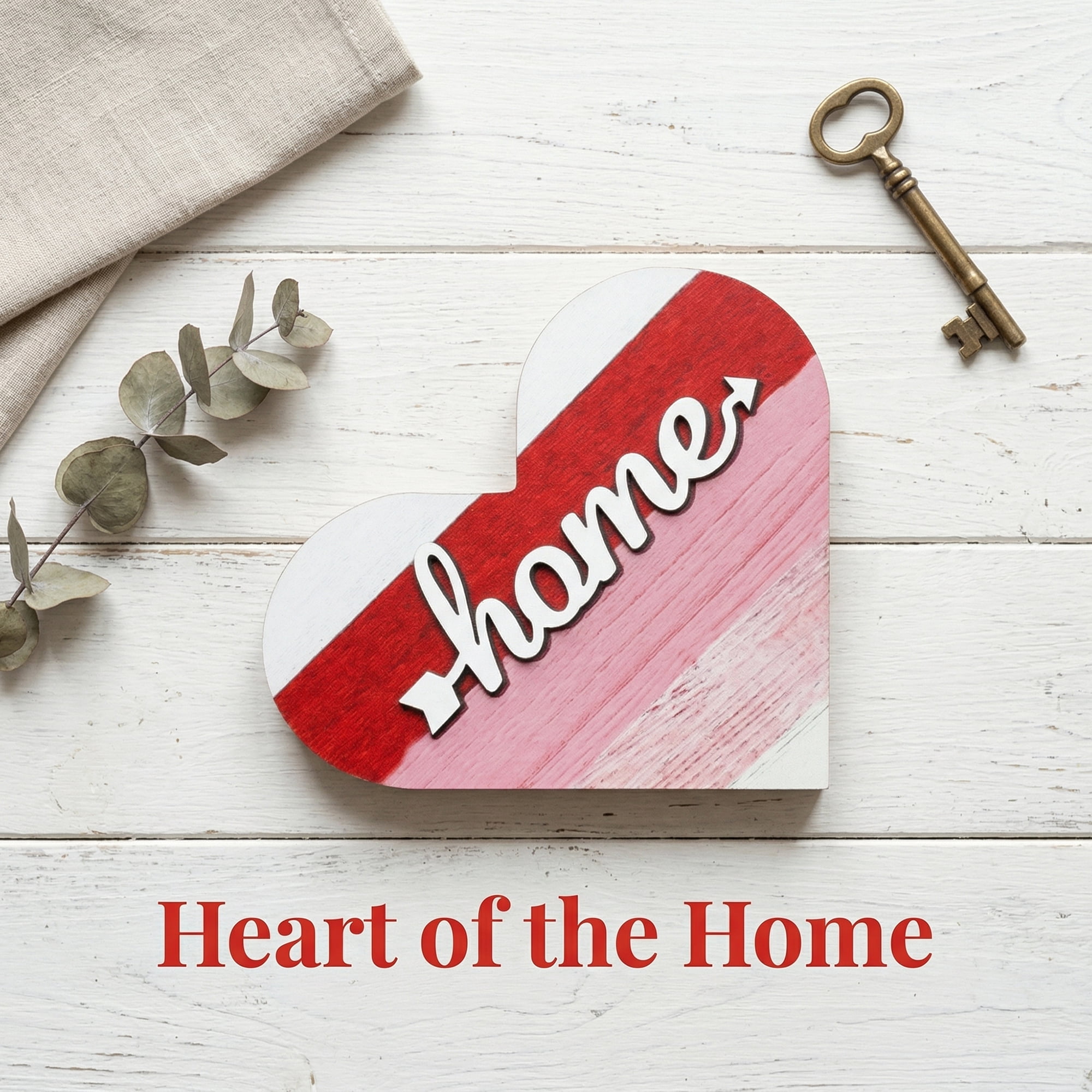 Unique Bargains 2Pcs Wooden Heart Signs Freestanding Heart Tabletop Decor Pink 6.3in