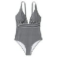 thumbnail image 6 of Utoimkio One Piece Swimsuit Women Women's One Piece Swimsuit V Neck Backless Swimsuit Striped One Piece Swimsuit Bikini, 6 of 9