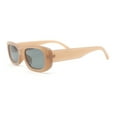 thumbnail image 3 of Iconic Mod Rounded Rectangular Minimal Plastic Sunglasses Dark Beige - Black, 3 of 4