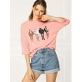 thumbnail image 2 of INSPIRE CHIC Woman's Drop Shoulder 3/4 Sleeves Horse Print Loose Tops, 2 of 6