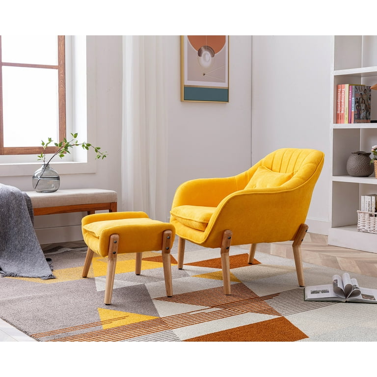 Yellow armchair and discount ottoman