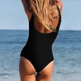 thumbnail image 4 of Aayomet Maillot de Bain Femme à Blocs de Couleur Col Rond Contrôle du Ventre Rembourré, Bleu S, 4 of 5