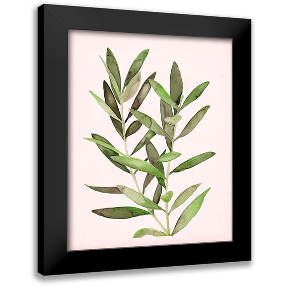 Popp, Grace 12x14 Black Modern Framed Museum Art Print Titled - Soft Pink Leaves II