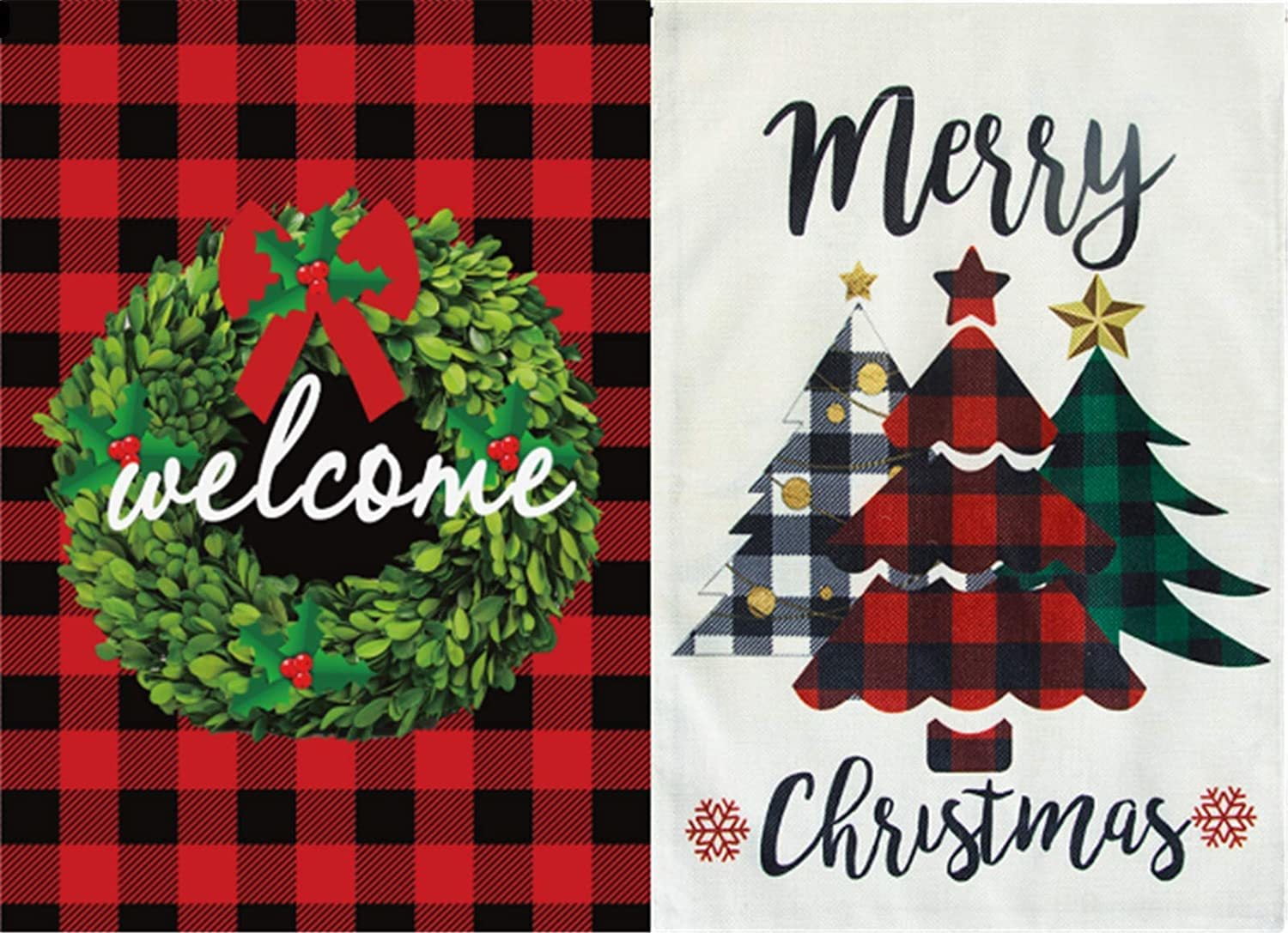 2 Pcs Merry Christmas Garden Flag Double Sided 12 x18 inch