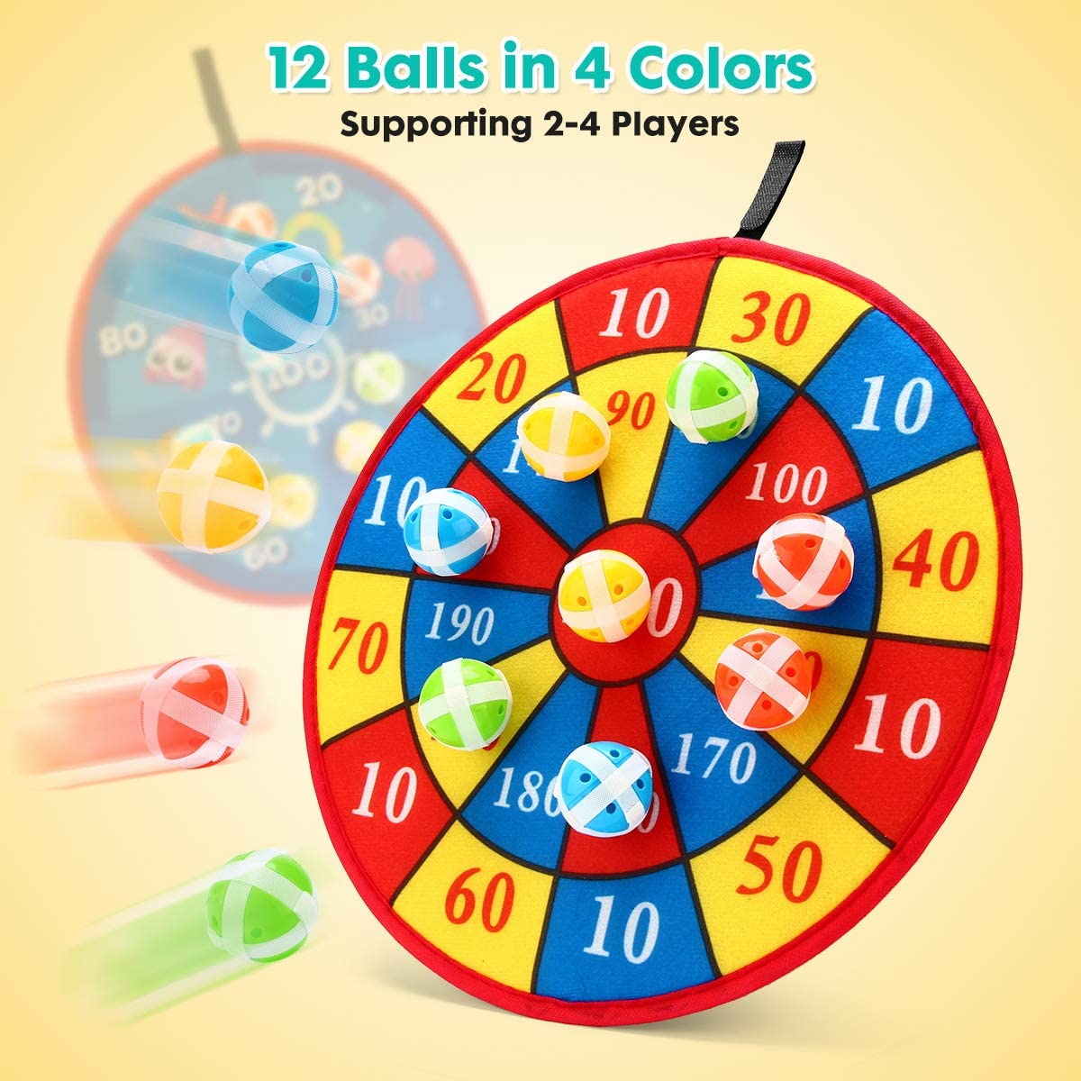 Esperanza Dart Board Games for Kids, Dart Board for Kids with 12 Sticky Balls, Darts Board Set with Hook - image 1 of 6