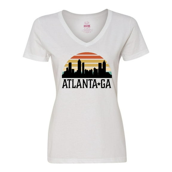 Inktastic Atlanta Georgia Skyline Vintage Women's V-Neck T-Shirt
