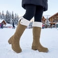 thumbnail image 4 of BLISSFUL STEP Women's Over Knee Thick Platform Shoes Side Zipper Winter Thigh High Boots Khaki-Fleece 8, 4 of 5
