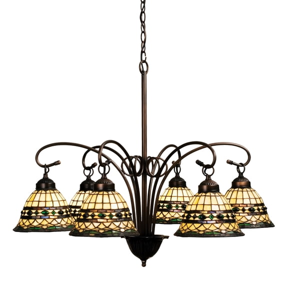 Meyda Tiffany - 18528 - Six Light Chandelier - Tiffany Roman - Beige Green Pbagwr Green-330pack