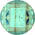 thumbnail image 1 of Ahgly Company Indoor Round Animal Turquoise Blue Traditional Area Rugs, 4' Round, 1 of 4
