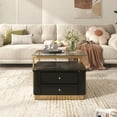 thumbnail image 3 of Modern 2 Pieces Black Square Nesting Coffee Table with Drawers & Electroplated gold legs in 27.6'', 3 of 9