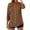 46#Brown, variant on Tops for Women Summer V Neck Pleated Front Shirts 3/4 Sleeve Tunic Tops Loose Fit Blouse Brown 2XL