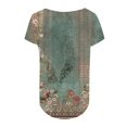 thumbnail image 5 of Green Young Adult Tops Women's Fashionable and Casual Floral Print V Neck Wrinkled Short Sleeve Top T Shirt Going Out Tops for Women, 5 of 5