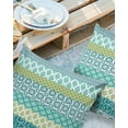 thumbnail image 3 of Outdoor Waterproof Throw Pillow Covers Set of 2 Teal Boho Stripe Tribal Vingtage Lumbar Pillowcases 16x16 Inch Green Bohemian Style Decorative Pillows Cushion Case Patio Pillows for Couch Bed Garden, 3 of 5