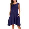 thumbnail image 1 of Robes T-Shirt Décontractées d'Été pour Femmes Robe Ample Simple avec Poches, 1 of 7