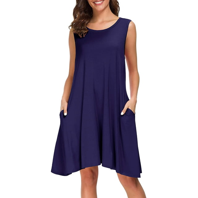 Robes T-Shirt Décontractées d'Été pour Femmes Robe Ample Simple avec Poches