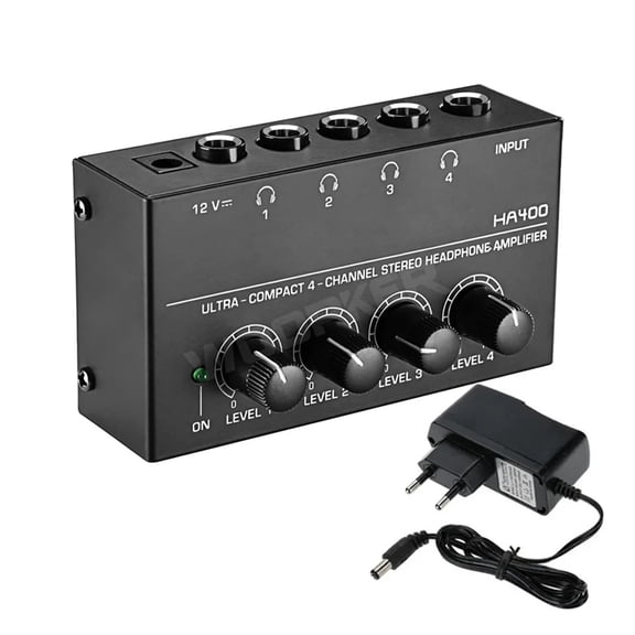 4 Channels Mini Headphone Amplifier HA400 Stereo Amplifier With Power Adapter Earphone AMP