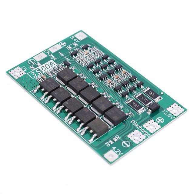 Módulo de cargador de batería de litio Li-ion 18650 BMS para motor de taladro (equilibrio 3S 60A)