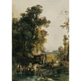 thumbnail image 2 of Camille-Joseph-Etienne Roqueplan 11x14 Gold Ornate Wood Frame and Double Matted Museum Art Print Titled - The Timber Waggon (1832), 2 of 4