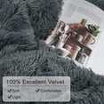 thumbnail image 6 of BLEUM CADE Luxury Fluffy Fuzzy King Bedding Comforter Set，4 Pieces Shaggy Duvet Cover Set，Furry Plush Velvet Comforter Cover with Zip Closure，King，Dark Grey, 6 of 7