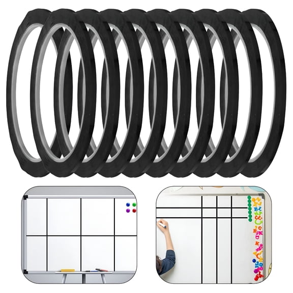 CCOCC 10pcs Black Strip Tape Dry Erase Board Strip Thin Washi Tape for Whiteboard Adhesive Tape Chart Tapes Automotive for Craft Grid Marking