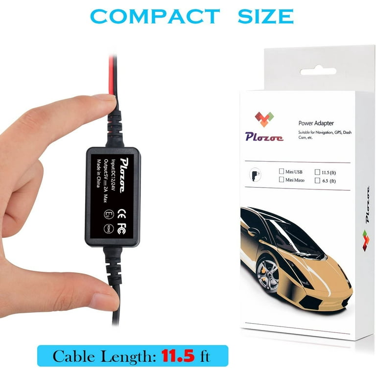 Charging Power Cable for Dash Cam, 11.5 ft USB 2.0 to Mini USB Car Vehicle Power