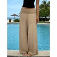 thumbnail image 3 of Women Wide Leg Palazzo Pants Summer Foldover Lounge Trousers Beach Vacation Travel Clothes, 3 of 6