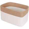 thumbnail image 2 of Woven Cotton Rope Storage Baskets with Handles Large Washable Basket Set Decorative Storage Bins Boxes-White/Brown, 2 of 5