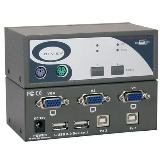 QVS USB 2.0 2Port KVM Desktop Switch with Built-in 2Port Hub