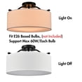 thumbnail image 5 of Claxy 3-Light Black Flush Mount Light with Drum White Fabric Shade, 5 of 7