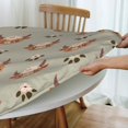 thumbnail image 5 of muroi Round Tablecloth Highland Cow and Flowers Round Fitted Tablecloth with Elastic Edge, Waterproof Oil Proof Table Cloth Wipe Clean Table Cover for Indoor and Outdoor Fits Small, 5 of 6